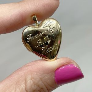 14k Yellow gold Heart Locket with forever in my heart